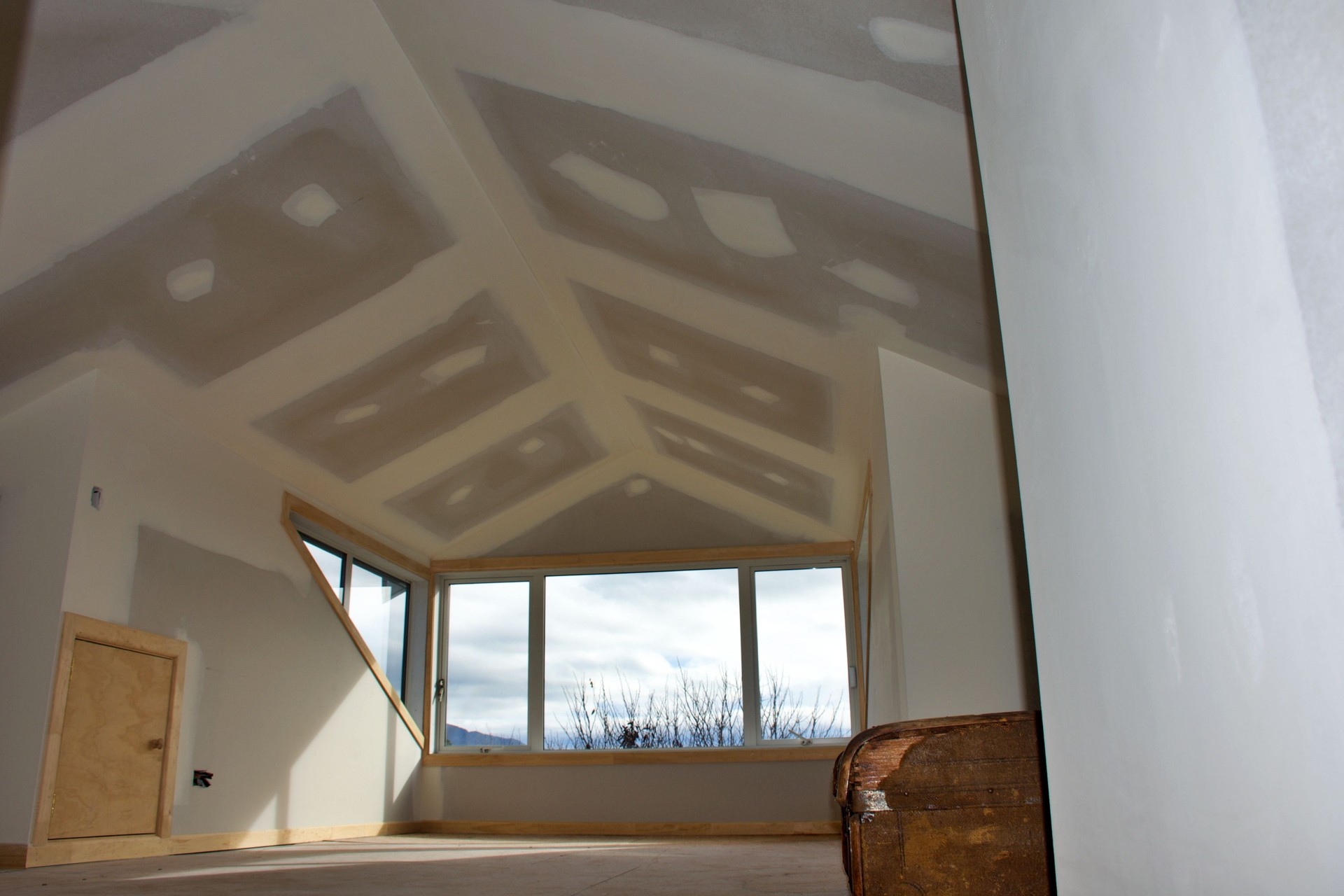 Plastered Drywall Plasterboard Attic Room With Window